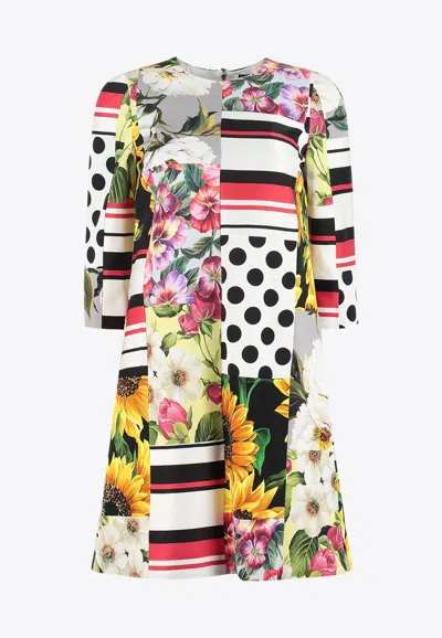 DOLCE & GABBANA PATCHWORK PRINTED DRESS