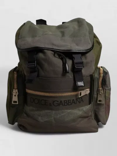 Dolce & Gabbana Patchwork School Backpack Bag Camouflage Design In Brown