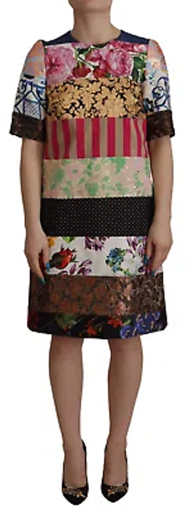 Pre-owned Dolce & Gabbana Patchwork Sheath Mini Dress - Multicolor Elegance
