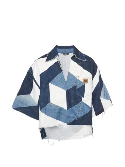 Pre-owned Dolce & Gabbana Patchwork Shirt In Blue
