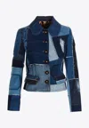 Dolce & Gabbana Patchwork Short Denim Jacket In Denim