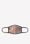 Dolce & Gabbana Patchwork Stretch Face Mask In Floral And Leopard-print In Multicolor