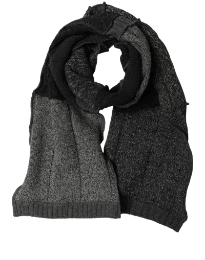 Dolce & Gabbana Patchwork Wool Knit Scarf In Gray