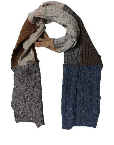 Dolce & Gabbana Patchwork Wool-blend Knit Scarf In Multi