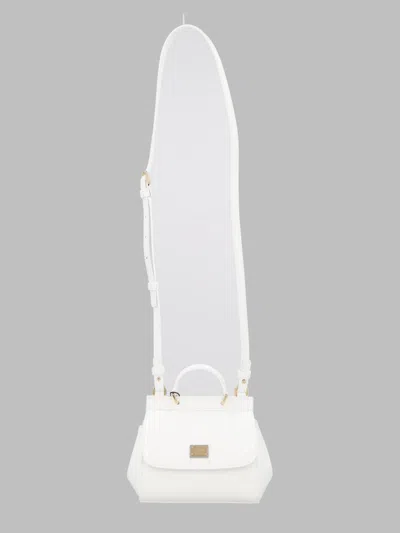 Dolce & Gabbana Patent Calf Leather Shoulder Bag In White