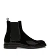 Dolce & Gabbana Patent Chelsea Boots In Black
