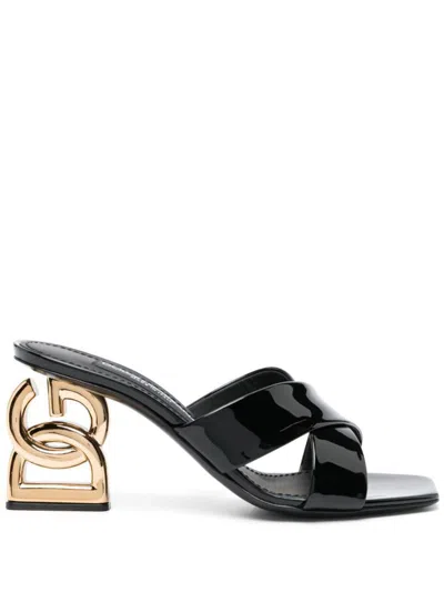 Dolce & Gabbana Patent Leather 3.5 Mules Shoes In Black