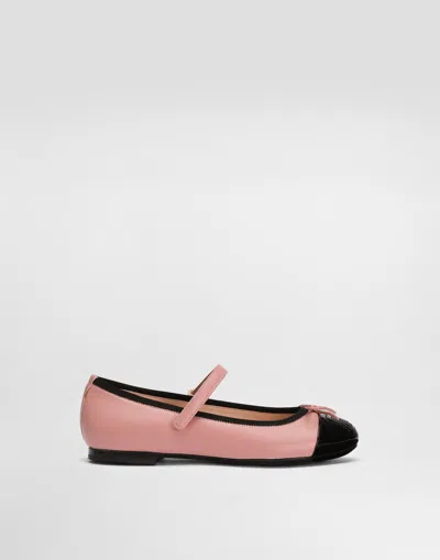 Dolce & Gabbana Patent Leather And Calfskin Ballet Flats In Pink