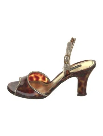Pre-owned Dolce & Gabbana Patent Leather Animal Print Sandals In Brown