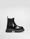 Dolce & Gabbana Patent Leather Ankle Boots With Elastic In Black