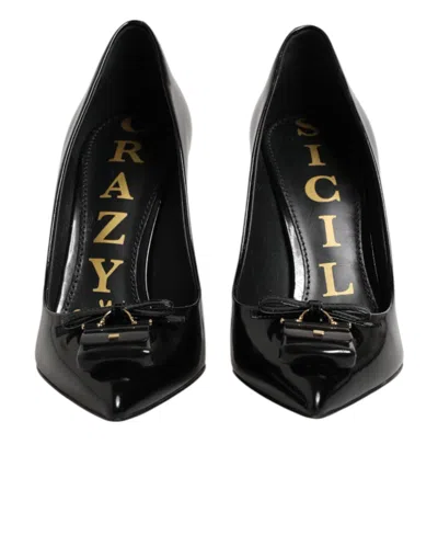 Dolce & Gabbana Patent Leather Bag-embellished Heel In Black