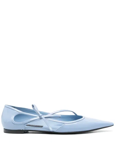 Pre-owned Dolce & Gabbana Patent-leather Ballerina Shoes In Blue