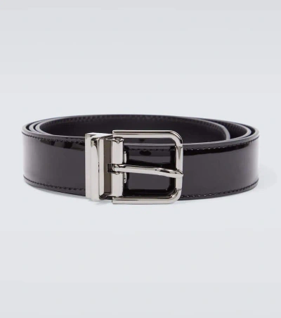 Dolce & Gabbana Patent Leather Belt In Black