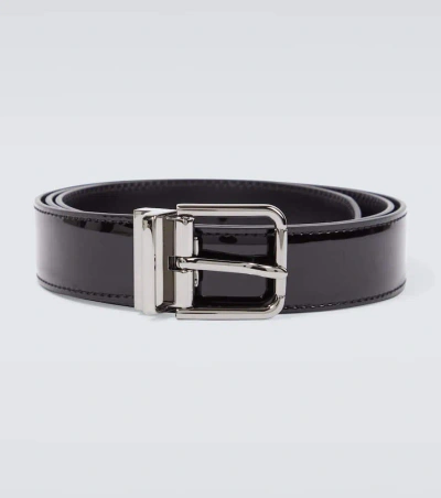 Dolce & Gabbana Elegant Black Leather Belt With Silver Tone Men's Buckle