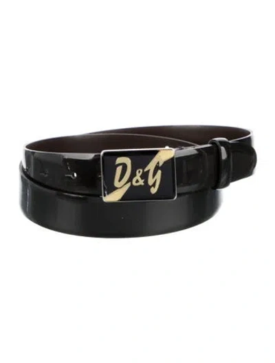 Pre-owned Dolce & Gabbana Patent Leather Belt Kit In Black