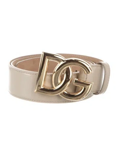 Pre-owned Dolce & Gabbana Patent Leather Belt In Neutrals