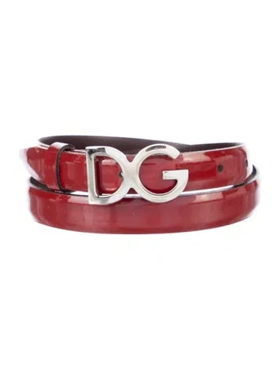 Pre-owned Dolce & Gabbana Patent Leather Belt In Red