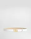 Dolce & Gabbana Belt In Calfskin With Crossed Dg Logo In White