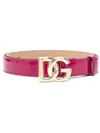 Dolce & Gabbana Logo Calf Patent Leather Belt Perforated Holes