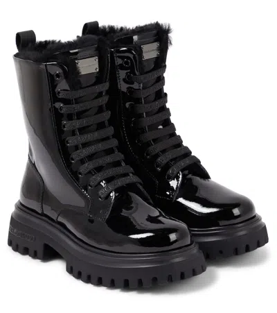 Dolce & Gabbana Kids' Patent Leather Boots In Black
