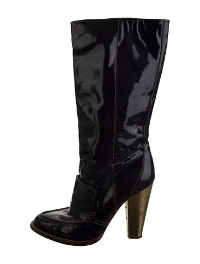 Pre-owned Dolce & Gabbana Patent Leather Boots In Blue