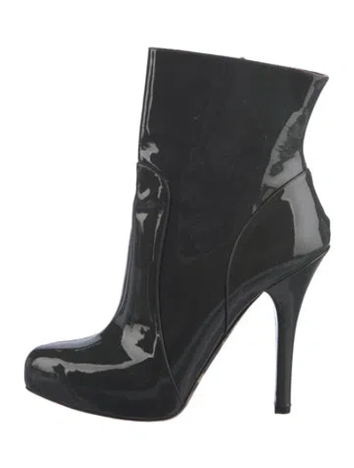 Pre-owned Dolce & Gabbana Patent Leather Boots In Gray