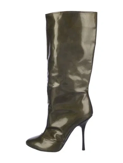 Pre-owned Dolce & Gabbana Patent Leather Boots In Green