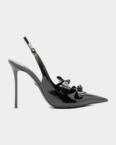 Dolce & Gabbana Patent Leather Bow Slingback Pumps In Nero