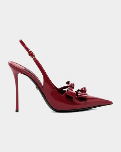 Dolce & Gabbana Patent Leather Bow Slingback Pumps In Tono Vino
