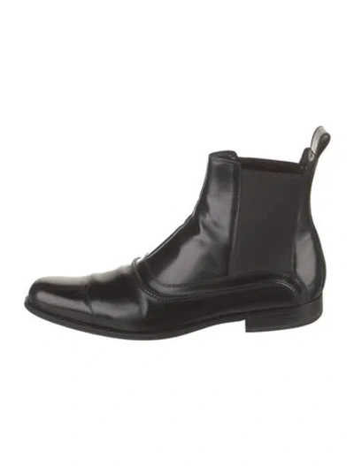 Pre-owned Dolce & Gabbana Patent Leather Chelsea Boots In Black