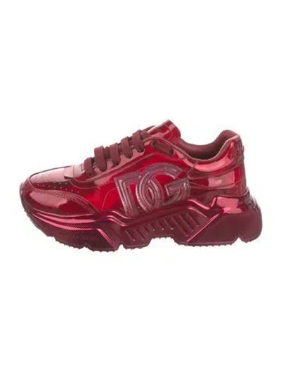 Pre-owned Dolce & Gabbana Patent Leather Chunky Sneakers In Red