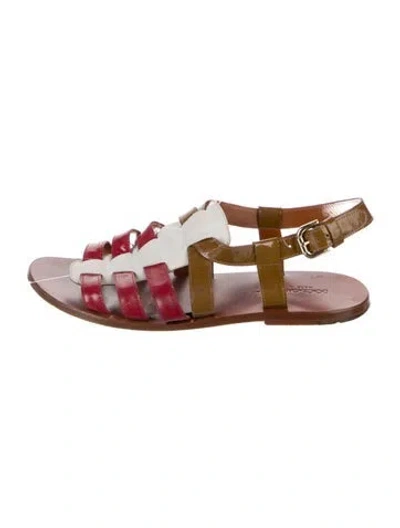 Pre-owned Dolce & Gabbana Patent Leather Colorblock Pattern Gladiator Sandals In Multi