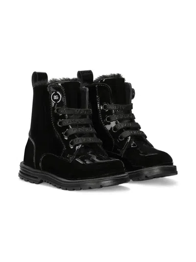 Dolce & Gabbana Kids' Faux-fur Lined Ankle Boots In Black