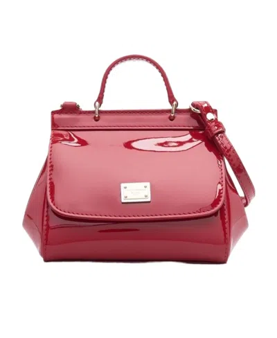 Dolce & Gabbana Patent-leather Crossbody Bag In Pink