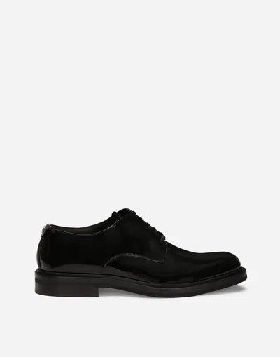 Dolce & Gabbana Patent Leather Derby Shoes In Black