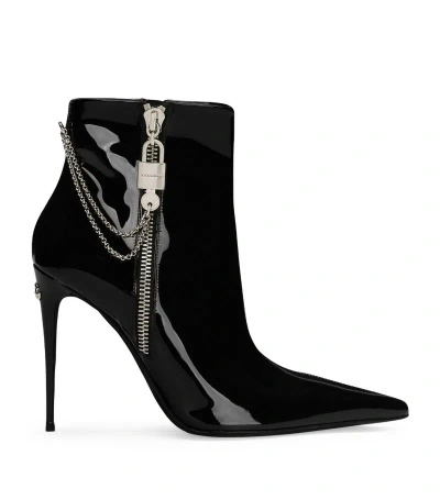 Dolce & Gabbana Patent Leather Heeled Boots In Multi