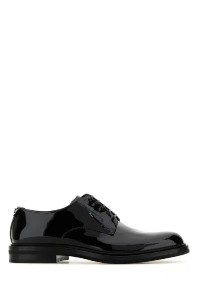 Dolce & Gabbana Patent Leather Lace-up Derby Shoes In Black