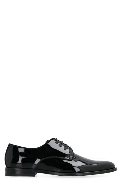 Dolce & Gabbana Patent Leather Lace-up Derby Shoes In Black