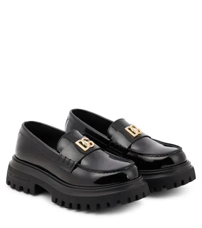 Dolce & Gabbana Kids' Patent Leather Loafers In Black