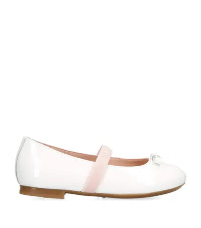 Dolce & Gabbana Kids' Patent Leather Logo Ballet Flats In White