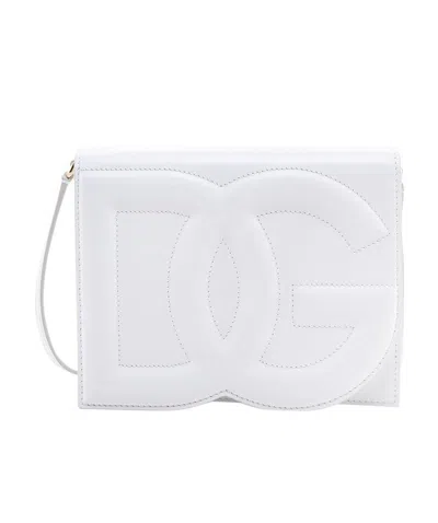 Dolce & Gabbana Patent-leather Logo Crossbody In White