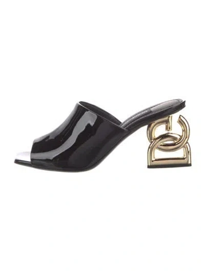 Pre-owned Dolce & Gabbana Patent Leather Mules In Black