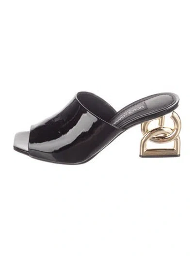 Pre-owned Dolce & Gabbana Patent Leather Mules In Black