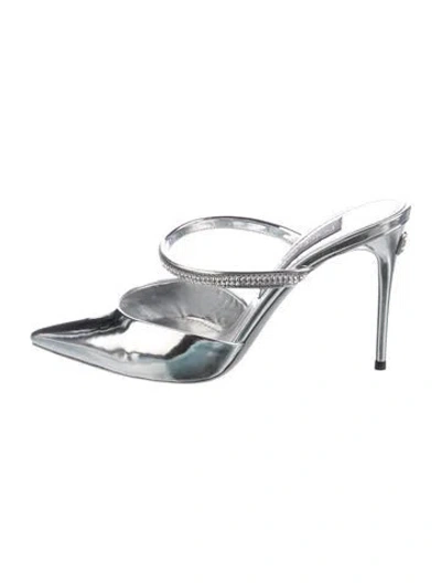Pre-owned Dolce & Gabbana Patent Leather Mules In Silver