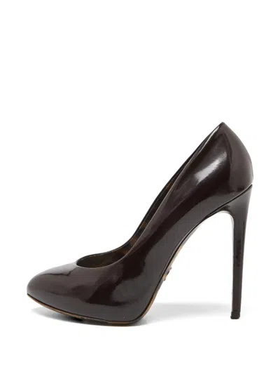 Pre-owned Dolce & Gabbana Patent Leather Platform Pumps In Brown