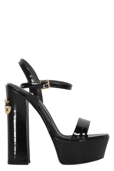 Dolce & Gabbana Patent Leather Platform Sandals In Black