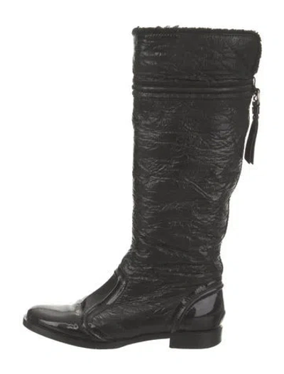 Pre-owned Dolce & Gabbana Patent Leather Riding Boots In Black