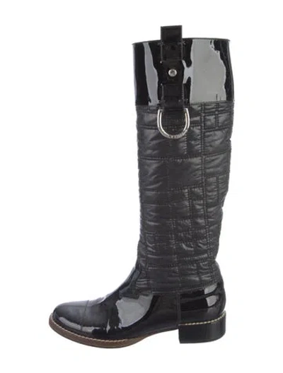 Pre-owned Dolce & Gabbana Patent Leather Riding Boots In Black