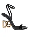 Dolce & Gabbana Patent Leather Sandals With Dg 3.5 Heel In Black