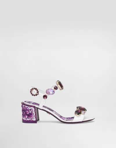 Dolce & Gabbana Patent Leather Sandal With Jewel Embroidery